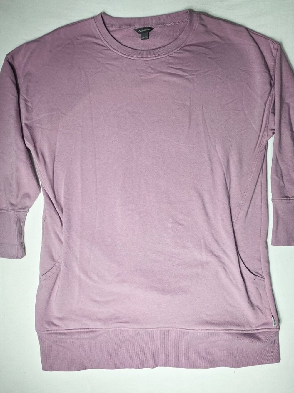 XL Eddie Bauer Cozy Camp Sweatshirt Dress Mauve Purple long sleeve pockets